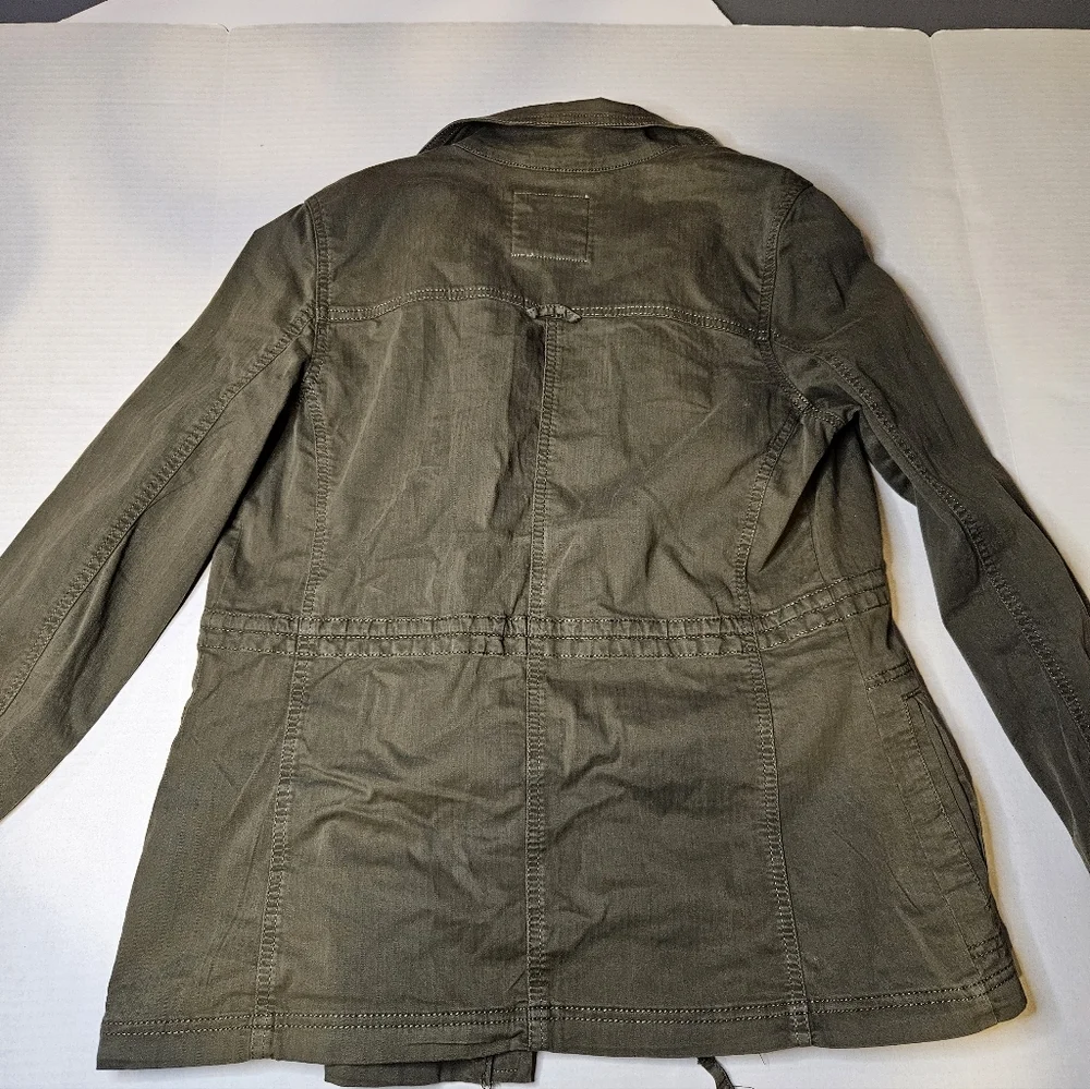 Utility Jacket Army Green SMALL Zip Up Snap Button - Picture 7 of 9